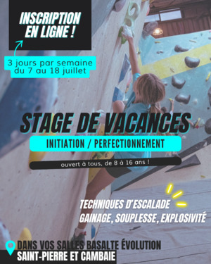 STAGES VACANCES D'ESCALADE 🐒