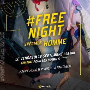 🧗♂️ FREE NIGHT spéciale HOMME – Vendredi 19 septembre dès 18h à Vertical’Art Orléans