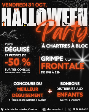 Halloween 🎃 Grimpe à la frontale - Happy Hour - Concours de déguisements - Bonbons